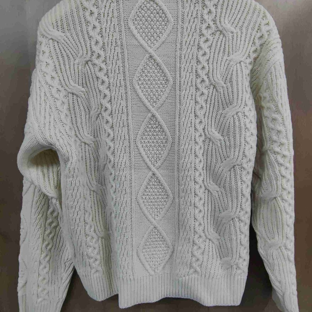 NWT Celine Cable Knit Sweater Ivory | Triomphe Logo Crewneck - Picture 6 of 6